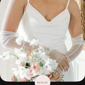 Revelry Tulle Long Fingerless Bridal Gloves